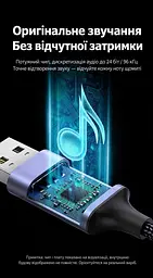 Кабельний аудіоадаптер UGREEN CM477 1 м зовнішня звукова карта зі штекером USB-A та комбінованим гніздом 3,5 мм темно-сірий (45522) - мініатюра 2