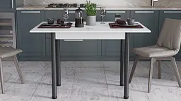 Обідній стіл-формер розкладний Берта Ferrum-decor 750x1400x900 Чорний метал ДСП Білий 16 мм (FRD-105178) - мініатюра 6
