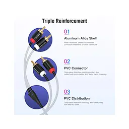 Кабель мультимедійний 2xRCA M to 2xRCA M 1.0m black Vention (VAB-R06-B100) - мініатюра 7