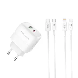 Зарядний пристрій XO 1xUSB QC 3.0 + 1xUSB-C PD 20 Вт (XO-QC37) - мініатюра 3