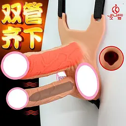 Страпон Lovetoy Unisex Hollow з вібрацією та 10 режимами Чорний - мініатюра 3