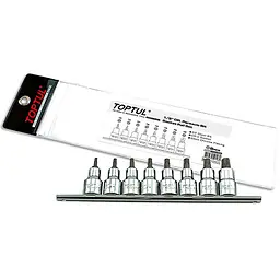 Комплект голівки з насадкою п'ятигранні з отвором 1/2" T20-T55 8од. Toptul hoz0007973 - мініатюра 2