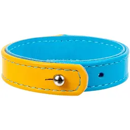 Браслет Waudog Family Colors of freedom, шкіра, 21-23х1,5 см, жовтий з блакитним