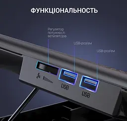 Охолоджувальна підставка для ноутбука до 17 дюймів OfficePro OPCP-500 2xUSB 1xfans - мініатюра 5