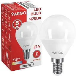 Лампа світлодіодна VARGO 5W E14 G45 4000K 220V (V-110538)