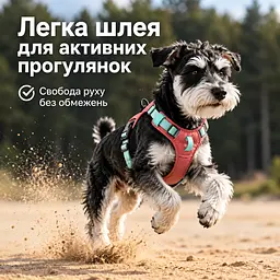 Шлея для собак Nunbell No-Pull з повідцем, регульована та світловідбивна 2XL, Червоний - мініатюра 8
