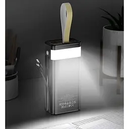 Батарея універсальна HOCO 30000mAh Plentiful 22.5W, built-in cables, LED, Black (DB58 / 715030) - мініатюра 7
