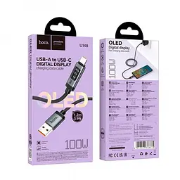 Кабель HOCO U148, USB Type C, швидке заряджання, дисплей потужності, довжина 1.2 м, чорний - мініатюра 3