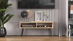 Тумба під ТВ Невада Ferrum-decor 45x100x38 Чорний метал ДСП Дуб Артізан 16 мм (FRD-106726)