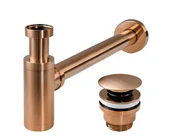 Сифон для умивальника Rea з клапаном Click-Clack brushed copper REA-A5699