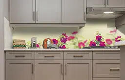Вініловий кухонний фартух Кущ Троянди наклейка для кухні ПВХ фото Квіти Бежевий 60х200 см Happy Pocket Z181423 - мініатюра 2