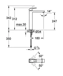 Eurocube Одноважільний змішувач для раковини XL-Size (23406000) - мініатюра 7