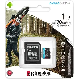 Карта пам'яті Kingston microSDXC Canvas Go! Plus 1TB Class 10 UHS-1 U3 А2 V30 + SD адаптер (SDCG3/1TB) [112838] - мініатюра 9