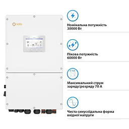 Гібридний трифазний інвертор 30kW Solis S6-EH3P30K-H 150-800V WiFi HV-battery 3 MPPT (42-00194) - мініатюра 2