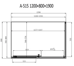Душова кабіна Dusel A-515 1200x800x1900 прозоре, Хром, Універсальна, прозорий, хром, 120x80 - мініатюра 3