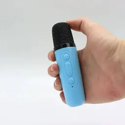 Портативна колонка-караоке + мікрофон, K12, Блакитна / Блютуз колонка з підсвічуванням / Караоке мікрофон - мініатюра 2
