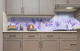 Вініловий кухонний фартух Крокуси та Метелики наклейка для кухні ПВХ Квіти Фіолетові Happy Pocket Z181884 - мініатюра 4