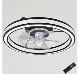 Стельова LED-люстра-вентилятор Artlight WG5114BBK, біла з чорною окантовкою, 55 Вт, від 10-18 м² - мініатюра 5