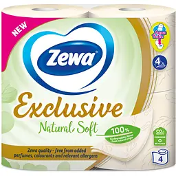 Чотиришаровий туалетний папір Zewa Exclusive Natural Soft 4 рулони