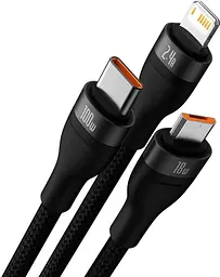 Кабель Baseus Flash Series Ⅱ One-for-three Fast Charging Data Cable USB to Lightning+Type-C+MicroUSB 100W 1.2m CASS030001 Black - мініатюра 2