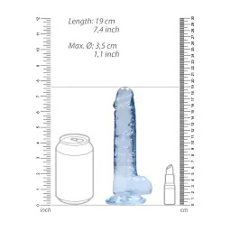 Фалоімітатор RealRock Crystal Clear 7” 19 см (блакитний) - мініатюра 5