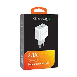 Зарядний пристрій Grand-X 5 В 2.1 А білий (CH-03W) - мініатюра 5