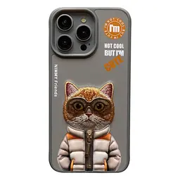 Чохол Nimmy 3D Matal Buttons Apple iPhone 15 Pro Cat Grey