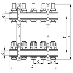 Колекторний блок з витратомірами Koer KR.1110-06 1"x6 ways KR2643 - мініатюра 4