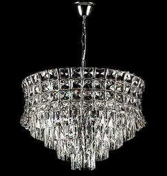 Люстра кришталева Splendid Ray L2462/600/10A (CR), 10 ламп, 62 см, хром/білий, на гачок, сучасний стиль