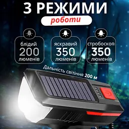 Ліхтар для велосипеда на сонячній батареї - мініатюра 5
