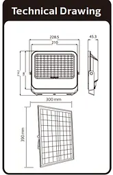 Прожектор світлодіодний на сонячній батареї "TIGER PRO-200" 200W 6400K - мініатюра 2
