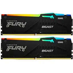 Модуль пам'яті для комп'ютера DDR5 16GB (2x8GB) 6000 MHz FURY Beast RGB Kingston Fury (ex.HyperX) (KF560C36BBEAK2-16)