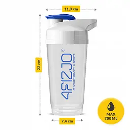 Шейкер спортивний 4FIZJO Ultra 700 мл White/Blue (P-5905973407076) - мініатюра 4