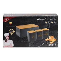 Набір для зберігання продуктів Haus Roland 4 штуки з нержавіючої сталі, чорний Yiwu HP33527B - мініатюра 5