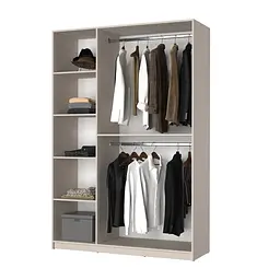Шафа 3-дверна з антресоллю MebelStar Оскар ДСП BL-B, додаткова штанга 150x52x260 см Аляска сірий (MBS-4939) - мініатюра 2