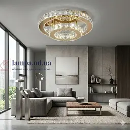 Стельова LED-люстра з кільцями для спальні Linisoln 7708-2A GD золото 60 Вт 45-25 см до 15 м2