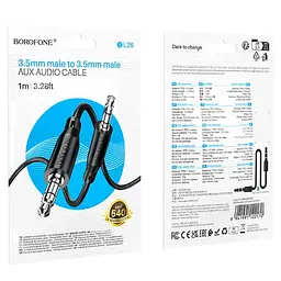 Аудіо кабель Aux Borofone BL25 Nice (1m) Black - мініатюра 2