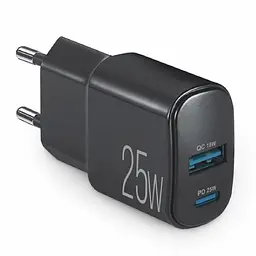 Мережевий зарядний пристрій Brevia ePower PD25W USB-C+USB-A чорний 45025CAB