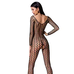 Бодістокінг Passion BS068 комбінезон велика сітка довгий рукав S/M/L black - мініатюра 2