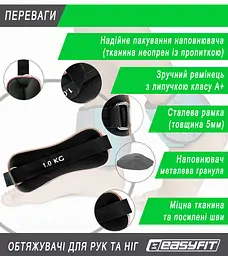 Обтяжувачі EasyFit Comfort 1 кг для ніг та рук з металом (пара) - мініатюра 4