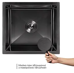 Мийка для кухні інтегрована Lidz Handmade H4843B Brushed Black PVD 3,0/1,0 мм LDH4843BRUBLM49440 - мініатюра 2