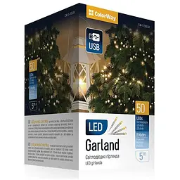 Гірлянда ColorWay LED 50 5 м 8 функцій Теплий колір USB (CW-G-50L5U)