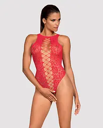 Ажурний бодістокінг зі шнурівкою Obsessive B120 Teddy Red, S/M/L