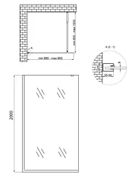 Душова перегородка Qtap Walk-In Standard BLM209.C8 90х200 см, скло Clear 8 мм, покриття CalcLess - мініатюра 6