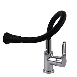 Змішувач для кухні Globus Lux Dolly GLD-0203LA-B01 чорний латунний одноважільний з душовою насадкою для умивальників на стільницю - мініатюра 6