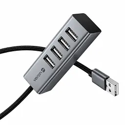 USB-хаб Veron H4A 4-в-1, USB-A на 4 USB-A, USB 2.0, 480 Мбіт/с, кабель 1 м