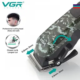Машинка для стрижки волосся акумуляторна для чоловіків VGR V-665 Professional LED Display - мініатюра 3