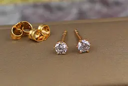 Сережки гвоздики Xuping Jewelry камінці на шість кріплень 4 мм золотисті