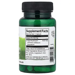 Гриб чага Chaga Mushroom 400 mg Full Spectrum, 60 капсул Swanson vit0004304 - мініатюра 2