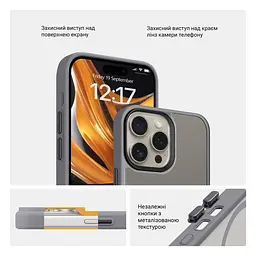 Чехол для Apple iPhone 15 Pro Max, Uniq MagCase, серый, противоударный, панель-накладка с MagSafe, ударопрочный TPU+PC, с магнитом MagSafe, поддержка полноценной беспроводной зарядки, ArmorStandart (ARM75277) - мініатюра 3
